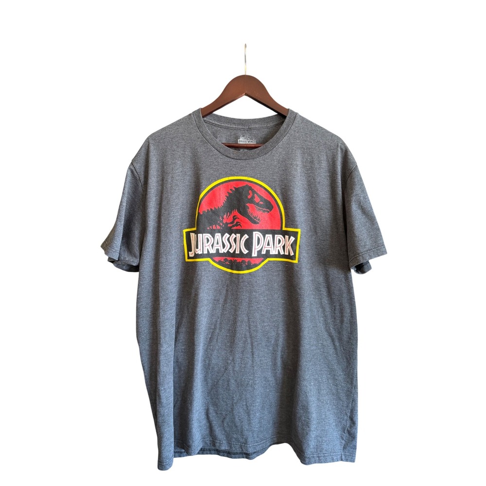 Jurassic Park Graphic T-Shirt Mens 2XL Charcoal Heather Movie Logo Tee JP1993